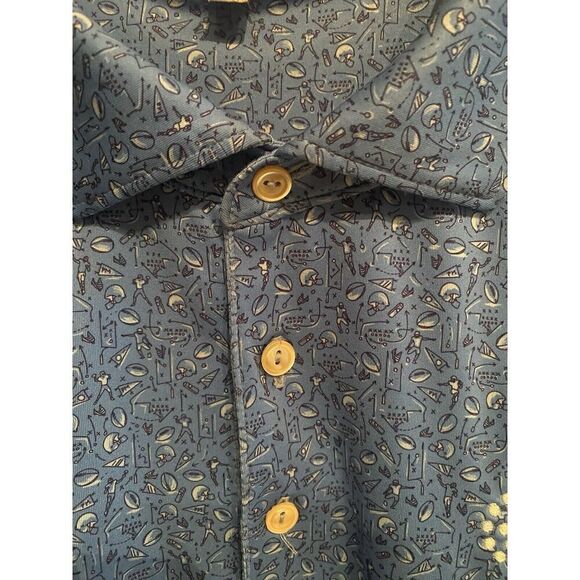 Peter Millar Mens XXL Summer Comfort Football Print Pattern All Over Blue - Picture 4 of 9